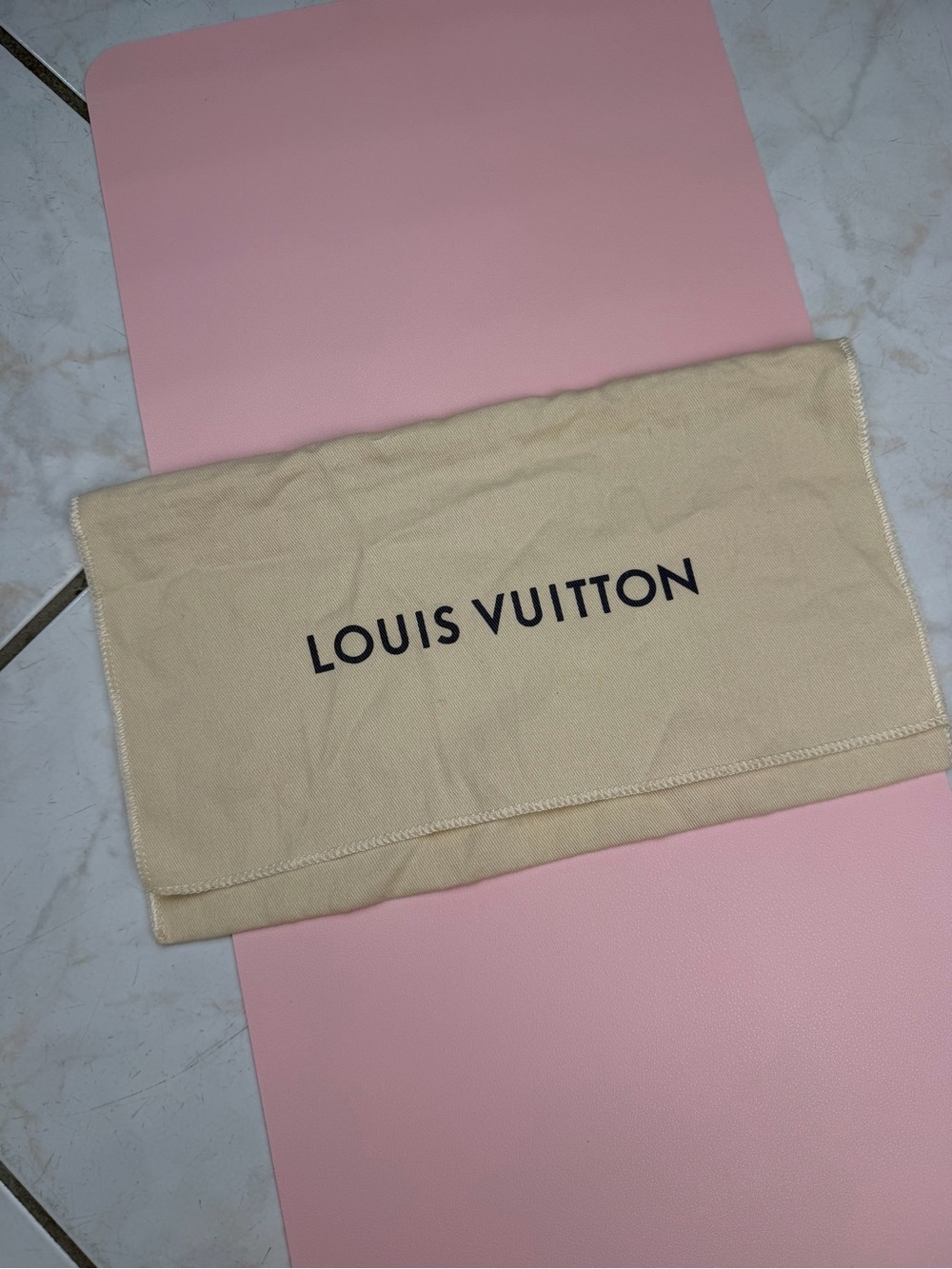Louis Vuitton Beige and Black Logo Dust Pouch